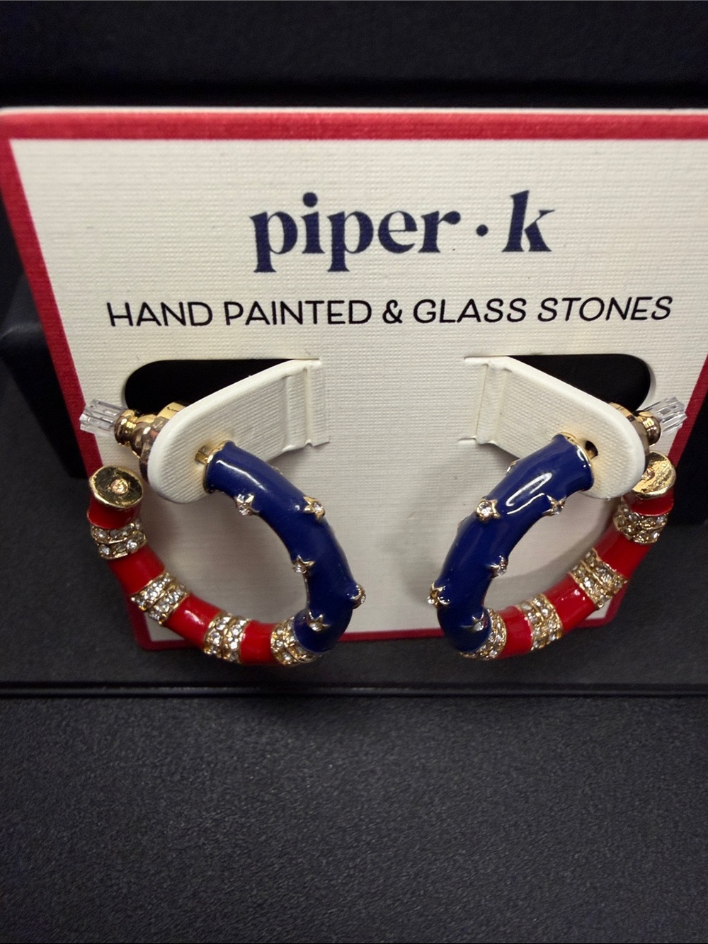Piper K | 4th of July Americas Birthday Hoop Rhinestone Earrings 🇺🇸 - Picture 5 of 5